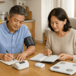 0-심부전증상-대표-이미지-중년-부부-혈압-체중-기록-생활-점검