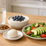 0-아침공복음식-대표-이미지-미지근한-물-그릭요거트-달걀-견과류-샐러드-블루베리