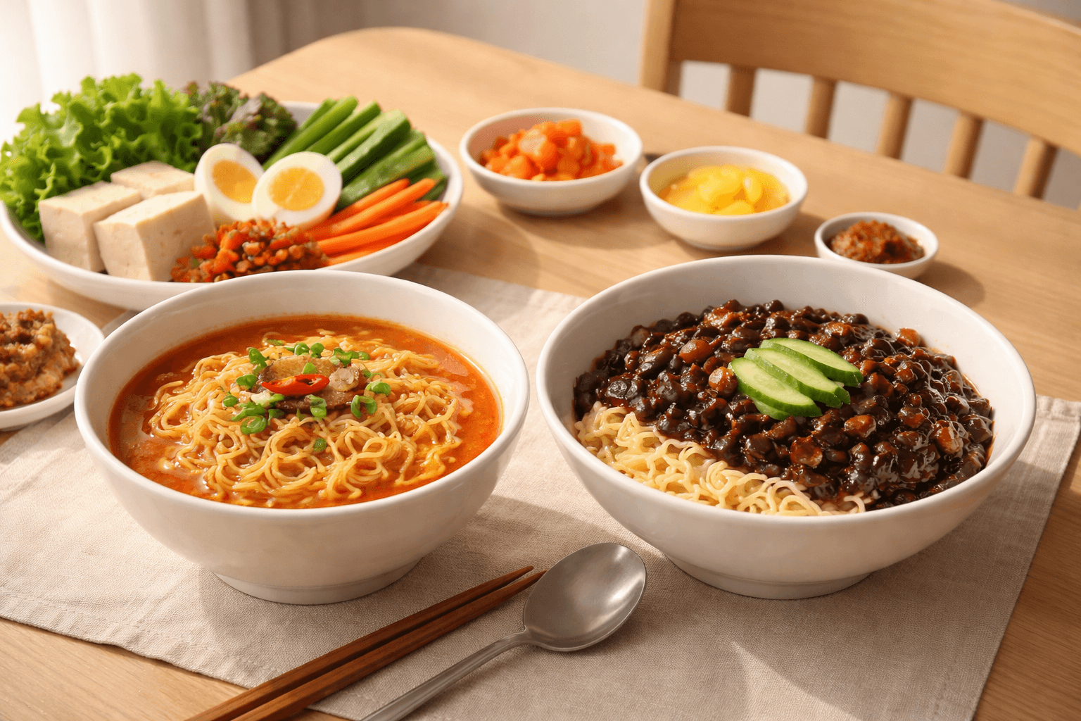 0-당뇨면섭취-대표-식탁-면과-단백질-채소-구성