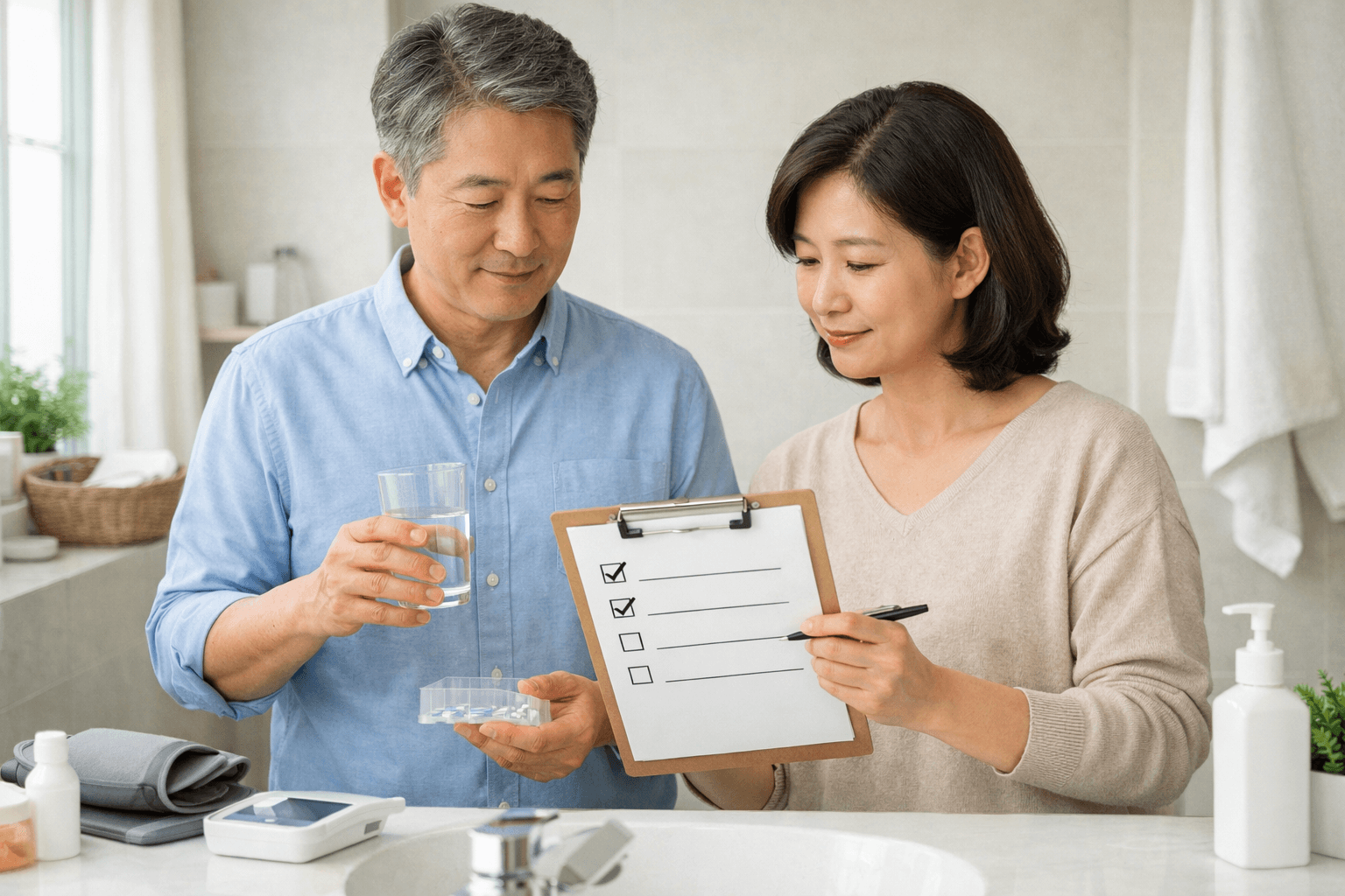 0-소변거품-대표-이미지-욕실에서-건강상태를-점검하는-중년-부부