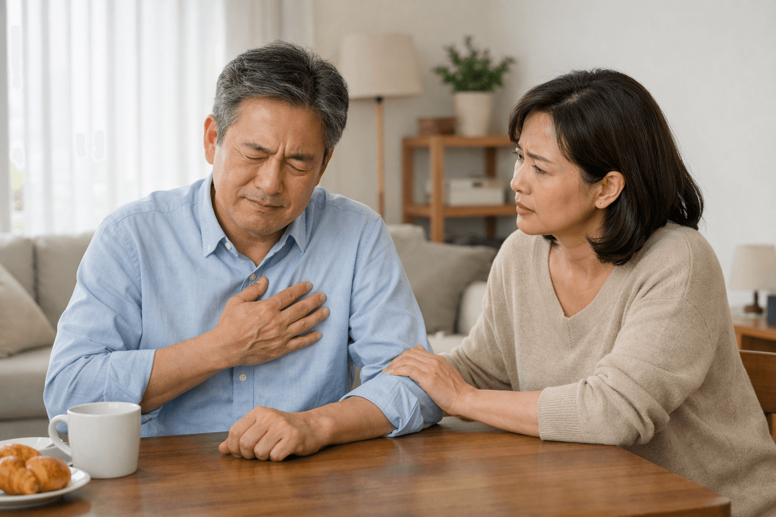 0-심장마비전조증상-대표-거실에서-가슴불편감을-느끼는-중년-상황