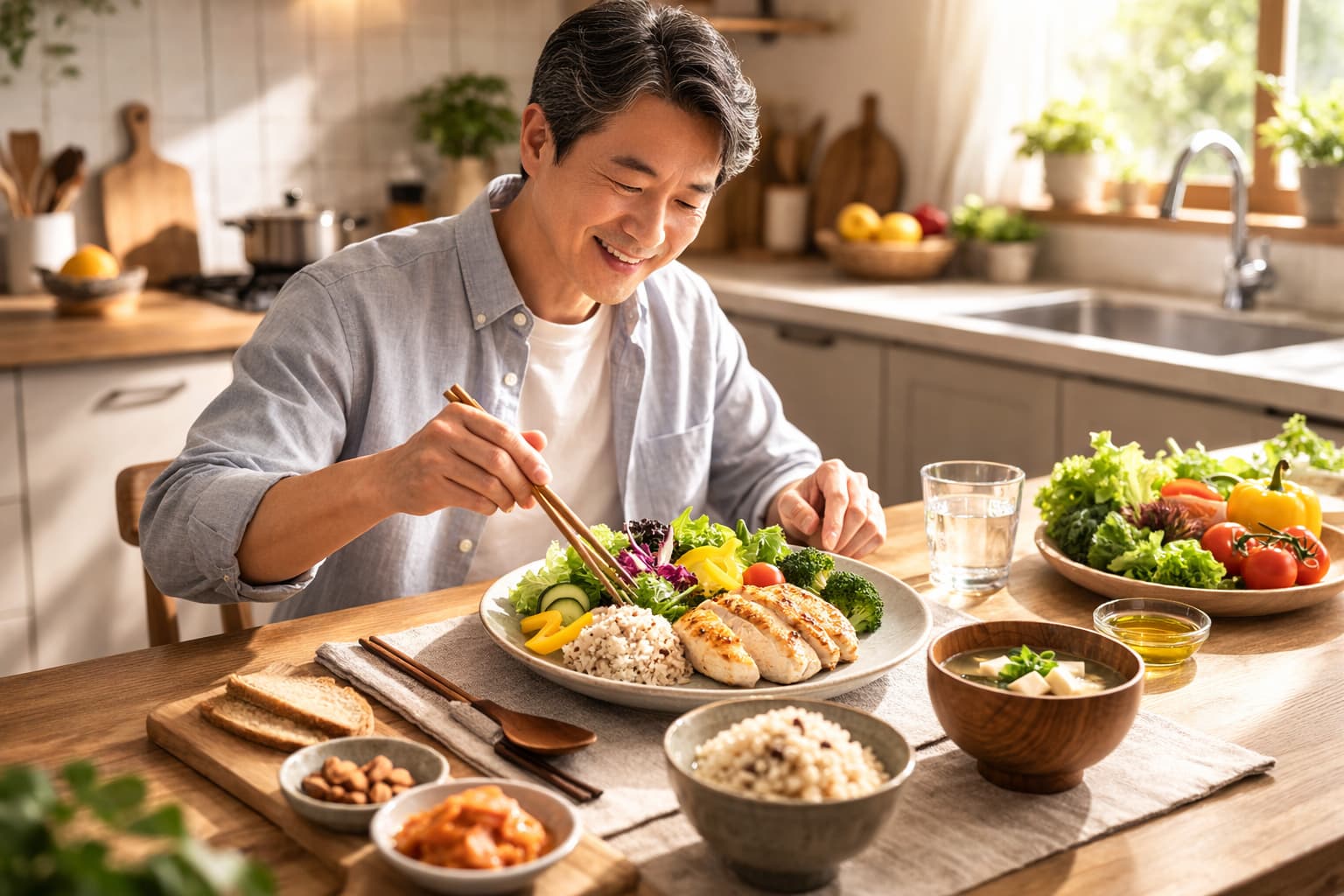 0-지방간관리-대표-이미지-균형-식단-주방-장면