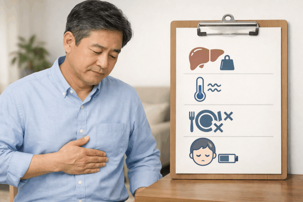 1-간암신호-오른쪽상복부-묵직함-증상기록-점검