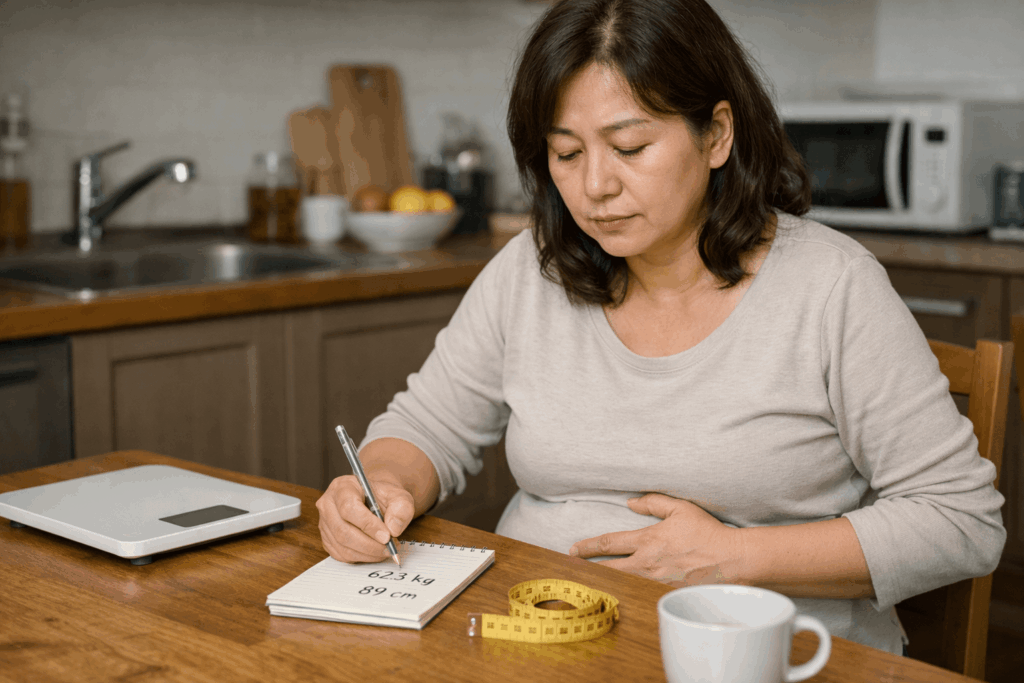 1-난소암복수-복부팽만-체중변화-허리둘레-기록-체크리스트