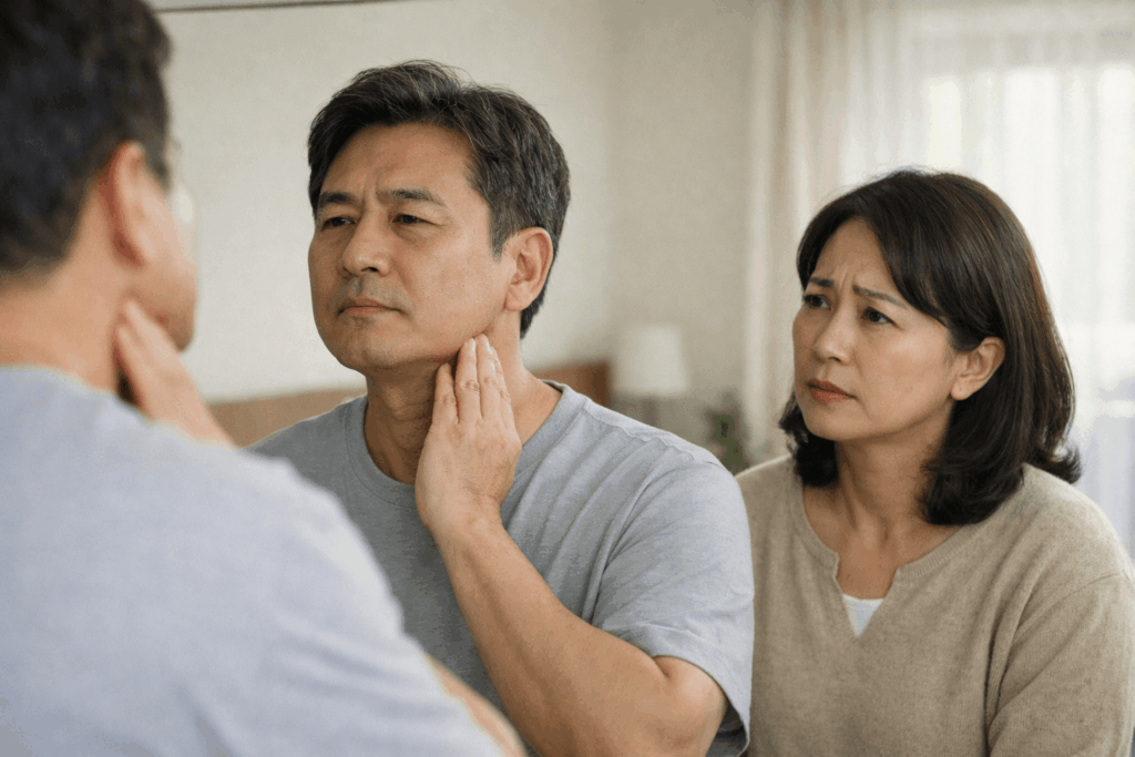 1-뇌졸중-목에서-느껴지는-변화를-살피는-장면