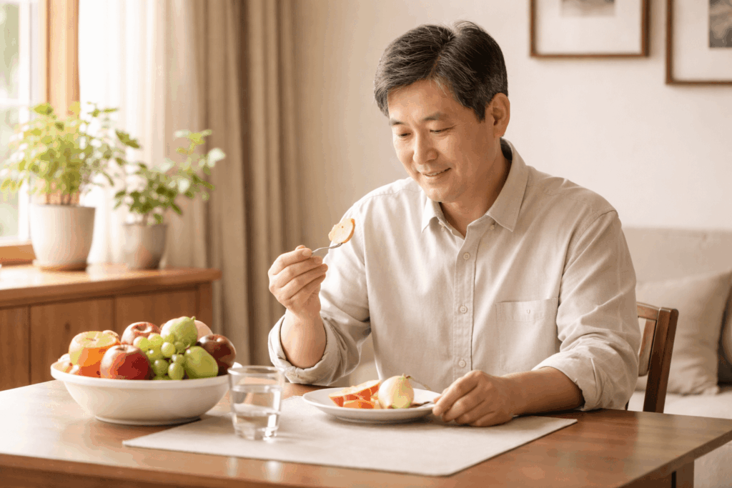 1-당뇨과일-작은-접시에-나누어-먹는-장면