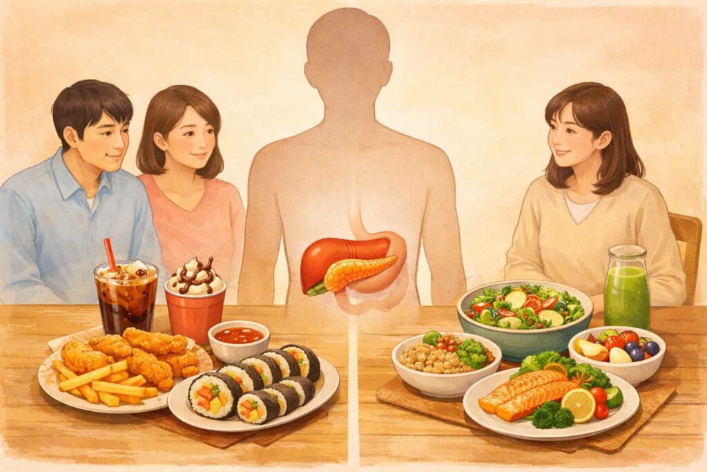 1-췌장암예방-식습관-점검-췌장-부담-줄이기-비교-장면