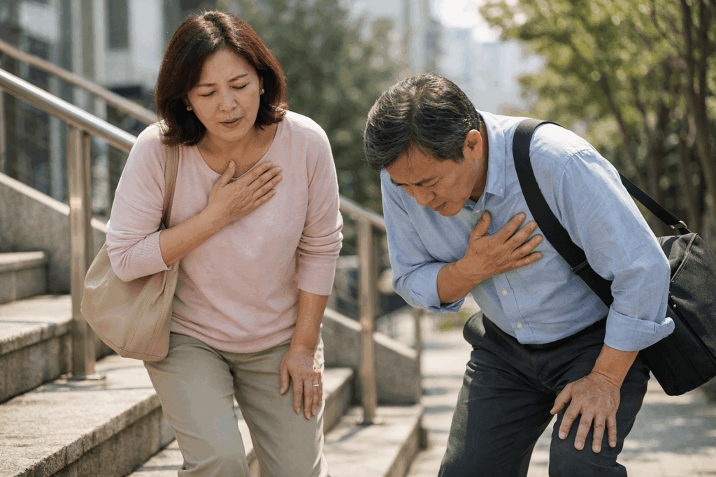 1-폐암증상-초기-변화로-계단에서-숨을-고르는-장면