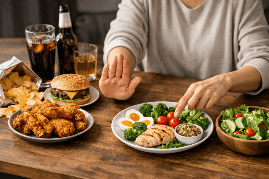 1-항암식단-혈당-염증-가공식품-줄이기-우선순위-장면