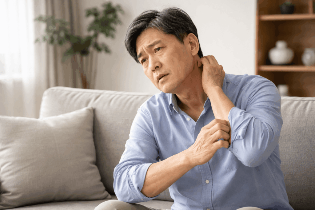 2-간이상신호-황달과-가려움을-걱정하는-중년-남성