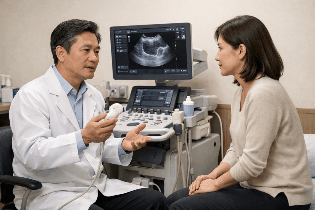 2-난소암복수-병원검사-골반초음파-복수-확인-진료-상담