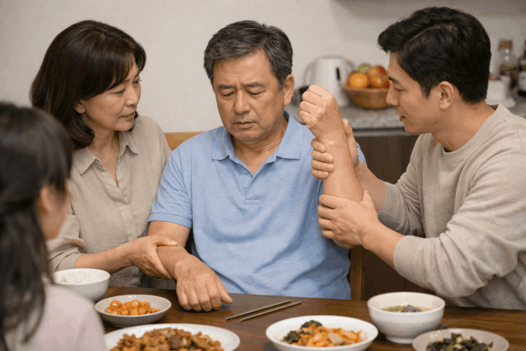 2-뇌졸중초기증상-팔-힘빠짐-손동작-이상-장면