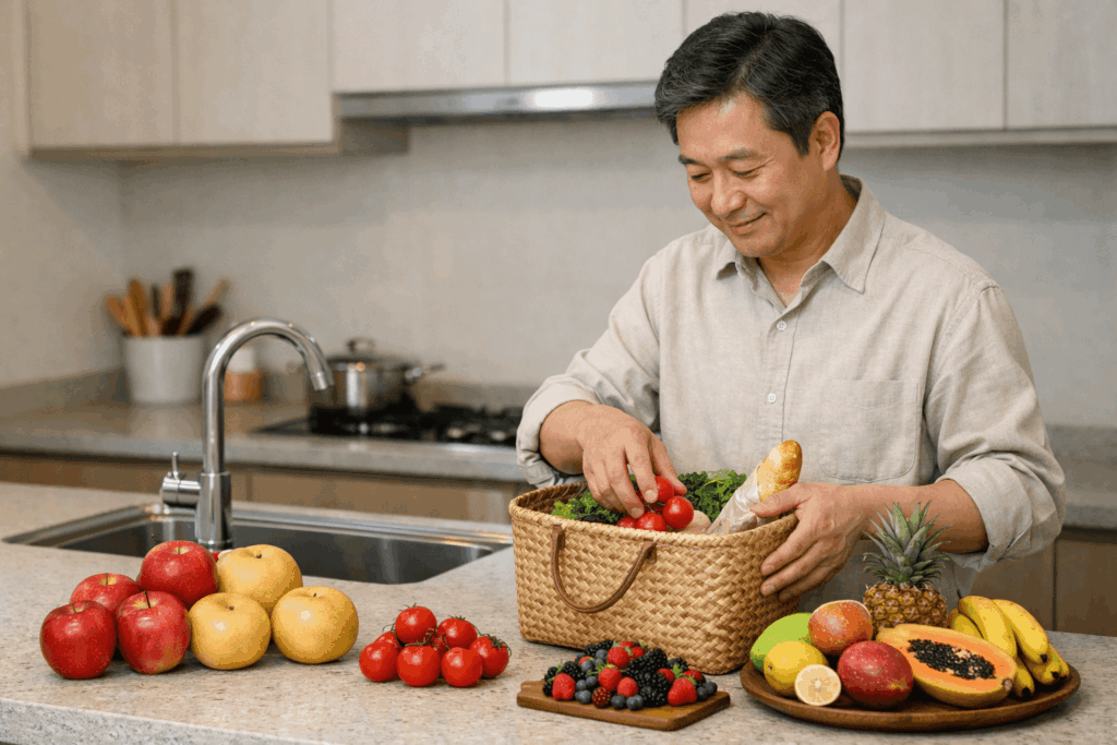 2-당뇨과일-장보기-과일선택-비교-장면