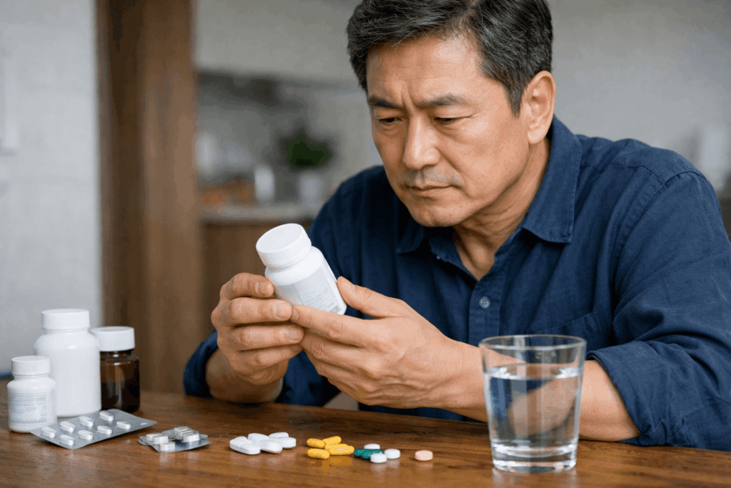 2-신장건강-진통제와-자가약-복용을-점검하는-장면