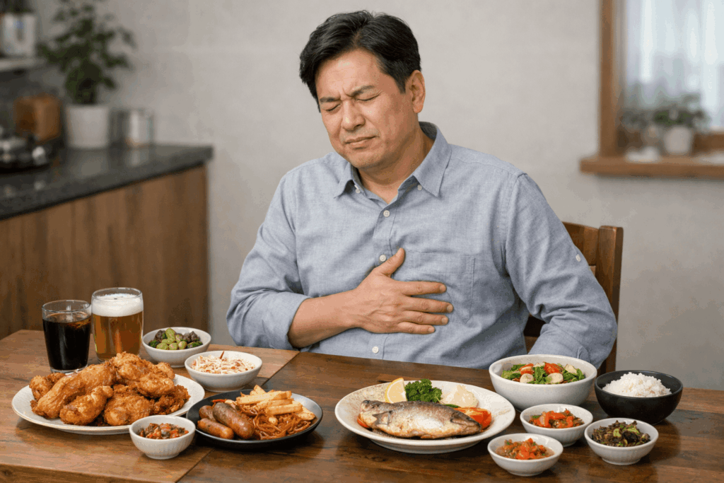 2-췌장암-명치-통증-소화-불량-구분-장면