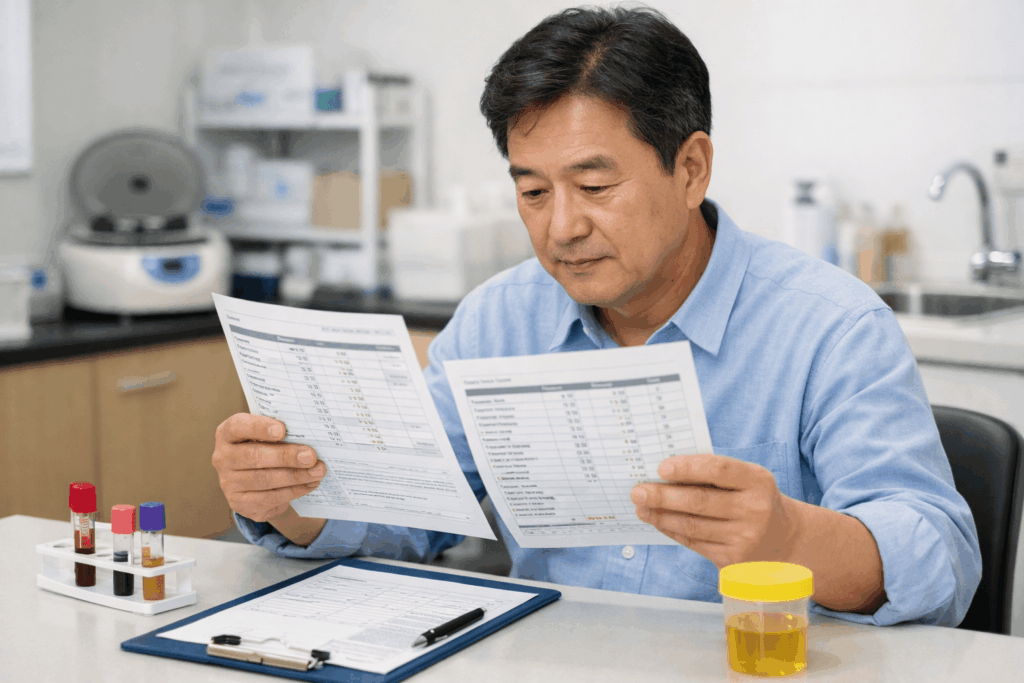 3-건강검진-혈액검사-소변검사-기록비교-장면