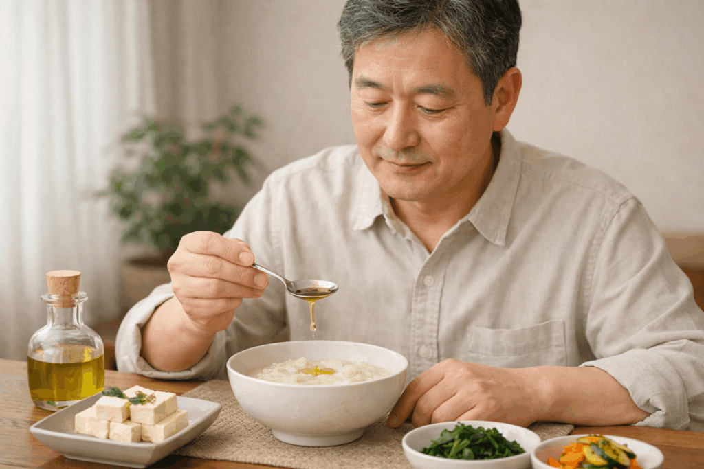 3-기름섭취-소량-시작과-양-조절-식사-장면