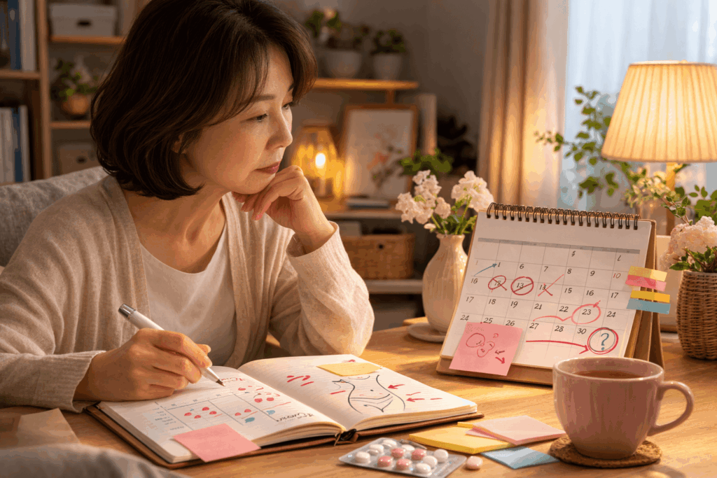 3-난소암복수-폐경후-복부팽만-증상기록-위험인자-점검