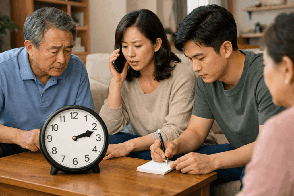 3-뇌졸중초기증상-시간-기록-응급-연락-장면