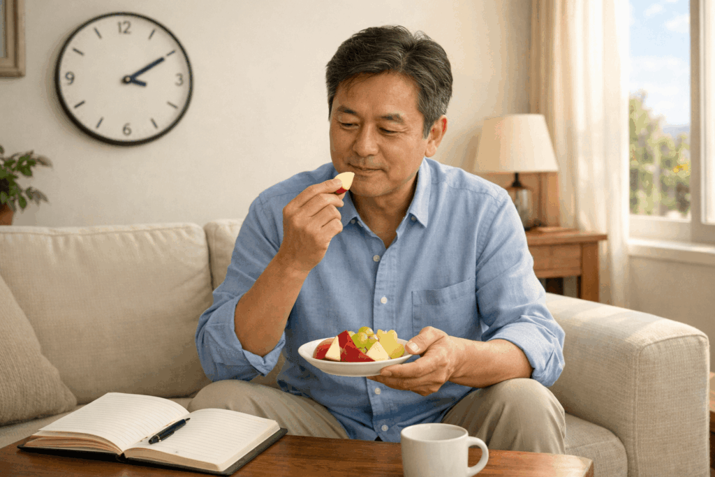 3-당뇨과일-식사-사이-섭취시간-기록-장면