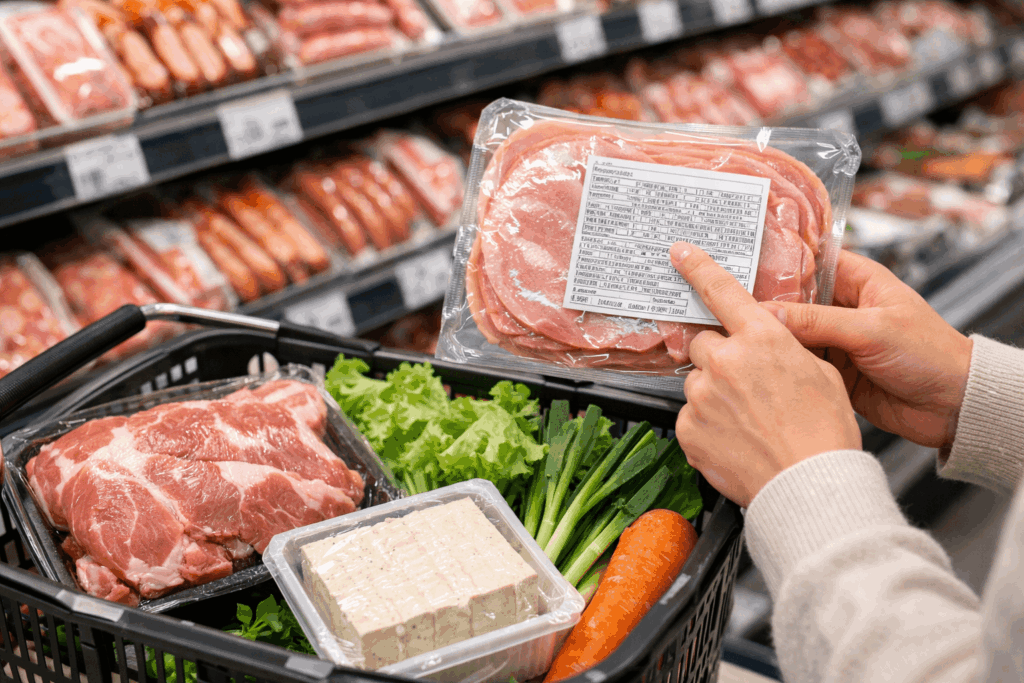 3-신장손상음식-인산염-첨가물-가공육-라벨-확인-장면