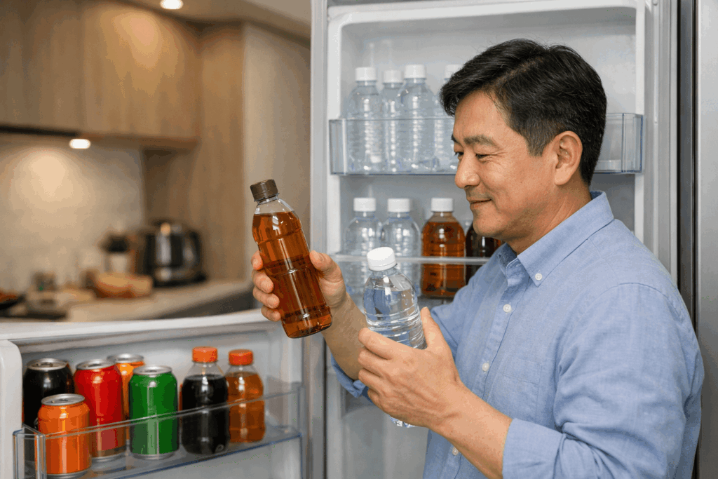 3-신장에안좋은음식-단맛음료-대신-물선택-장면