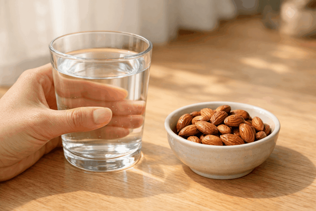 3-아침공복음식-견과류-물-섭취-순서-미지근한-물-아몬드-한줌
