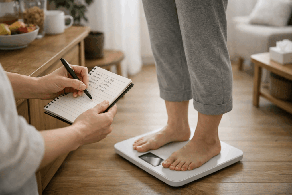 3-폐암전조증상-체중-변화-체중계-기록-루틴