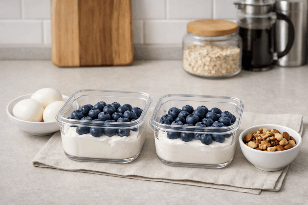 4-아침공복음식-블루베리-루틴-상황별-조절-냉동-블루베리-요거트-도시락