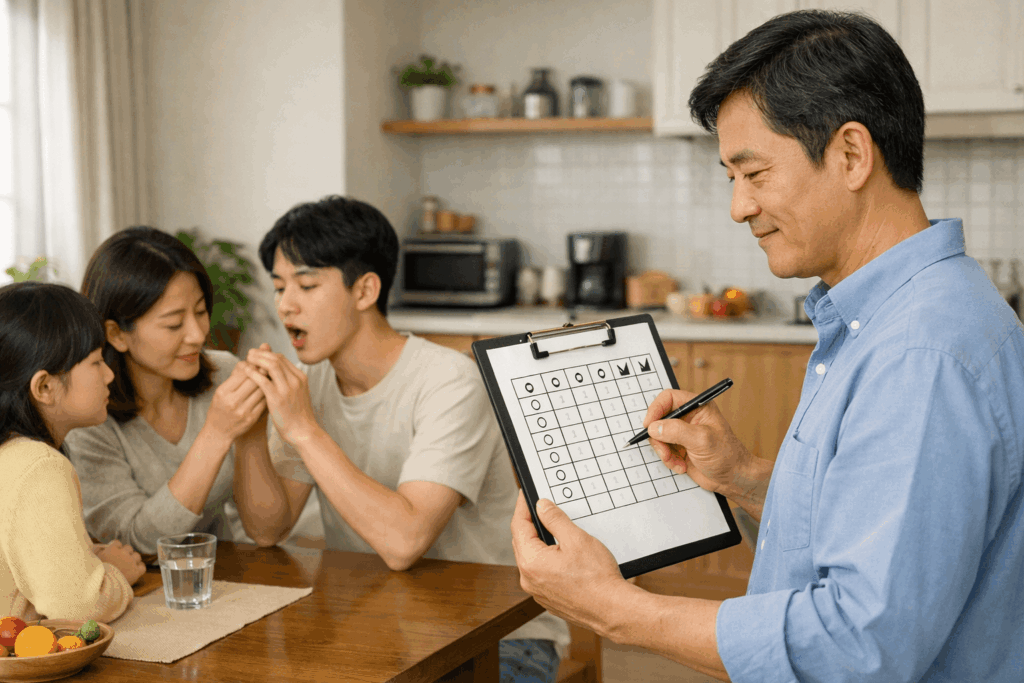 4-폐증상-가족과-함께-건강변화를-기록하는-장면