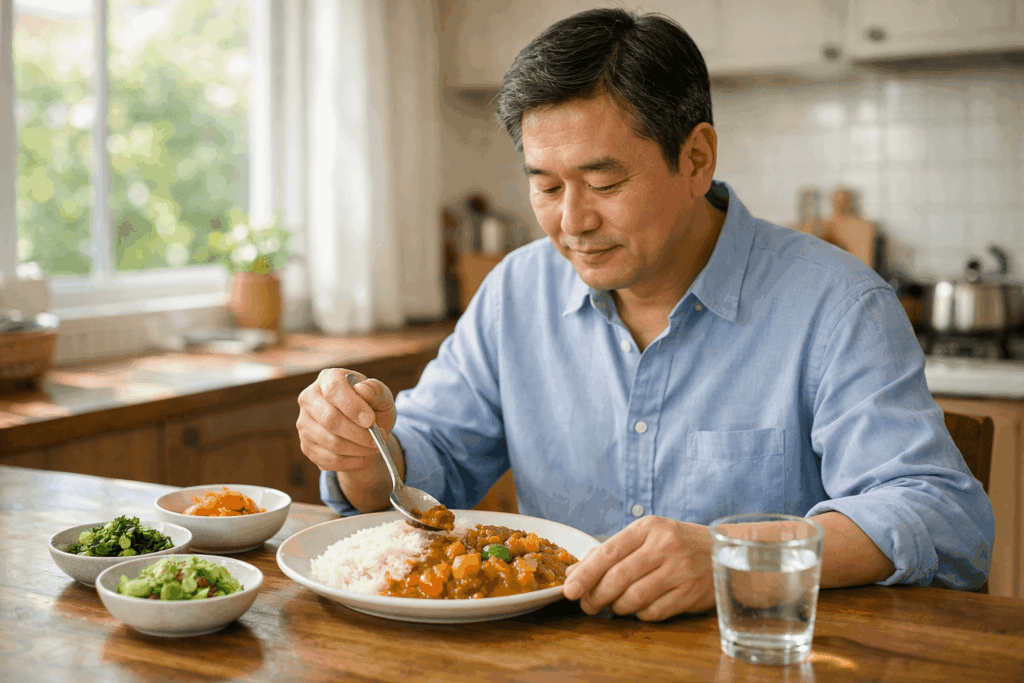 4-혈당관리-카레-식사속도-조절-장면