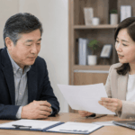 중장년내일센터 확인 기준을 상담 장면으로 표현한 케어수첩 복지정보 이미지